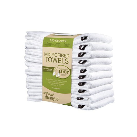 DANNYCO TOWELS MICROFIBER WHITE 10/PK