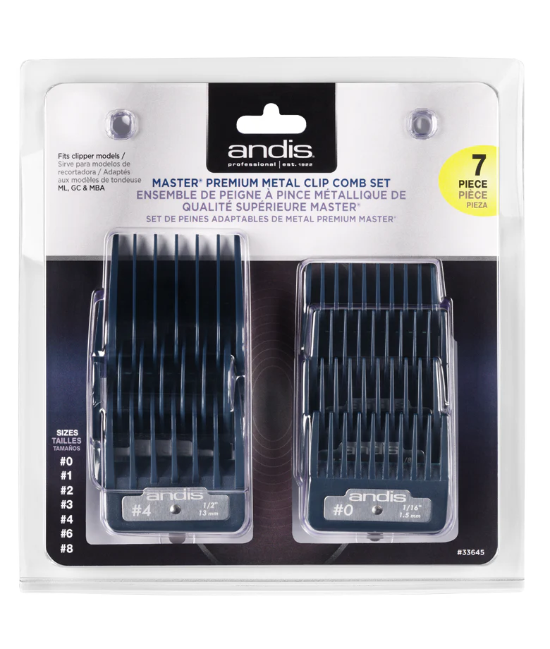 ANDIS MASTER PREMIUM METAL CLIP COMB SET 7PCS