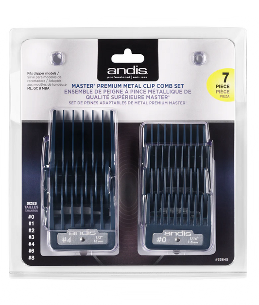 ANDIS MASTER PREMIUM METAL CLIP COMB SET 7PCS