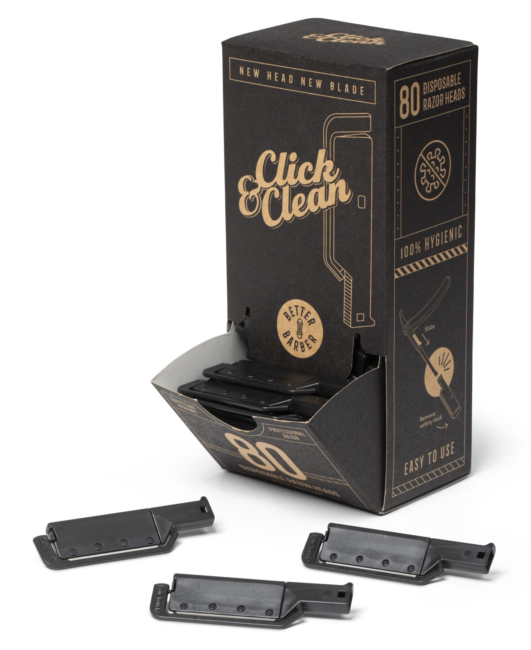 Click and Clean Razor Heads with black box package